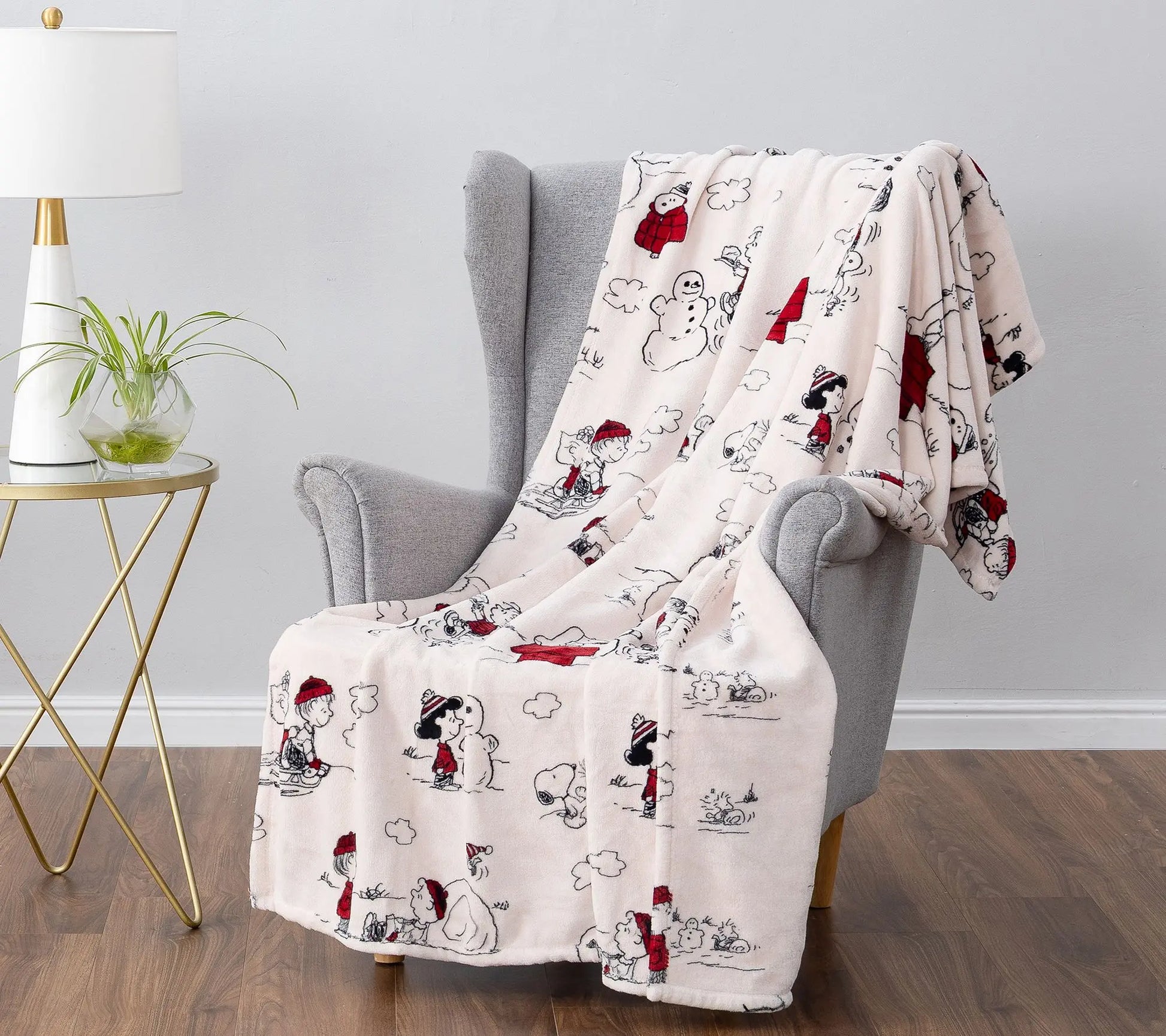 Peanuts Holiday Throw - Winter Toile