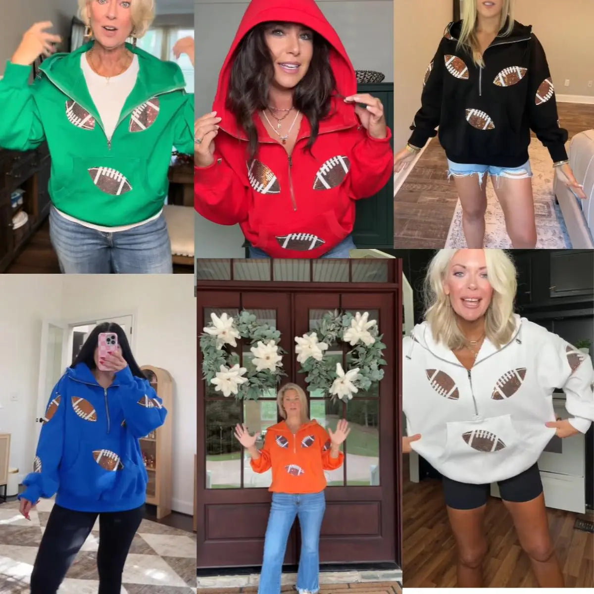 Kickoff Sequin Half-Zip Hoodie color lineup