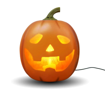 Lumenjack Animated Talking Pumpkin in Orange with the traditional lit face