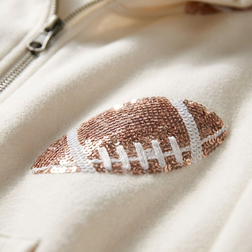 Sequin football patch detail