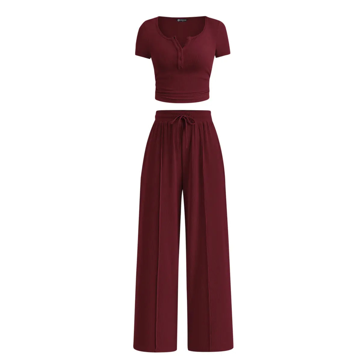 Linnea Ribbed Set - Wine Red