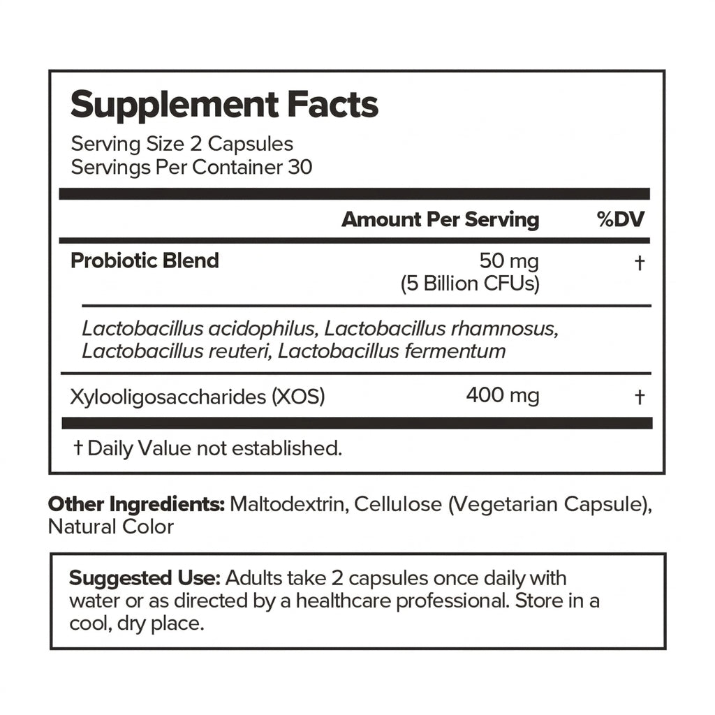 Luna Vaginal Probiotic Capsules supplement facts