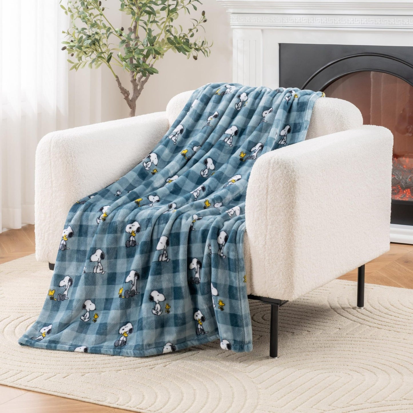 Peanuts Throw - Blue Buffalo Check